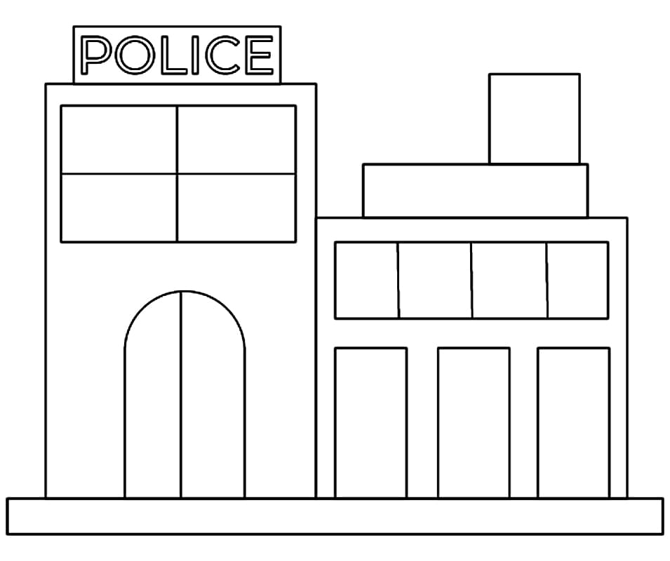 Easy Police Station Coloring Page