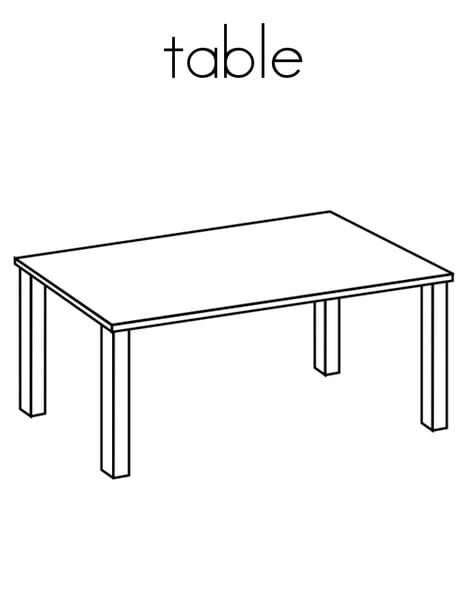 Easy Table Coloring Page
