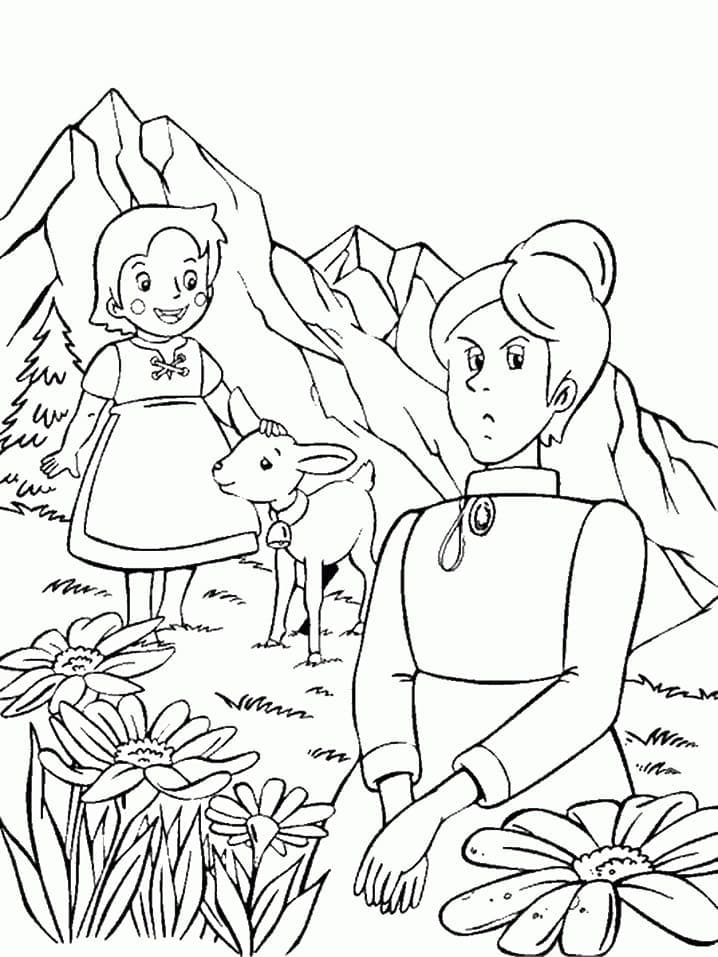 Fräulein Rottenmeier and Heidi Coloring Page