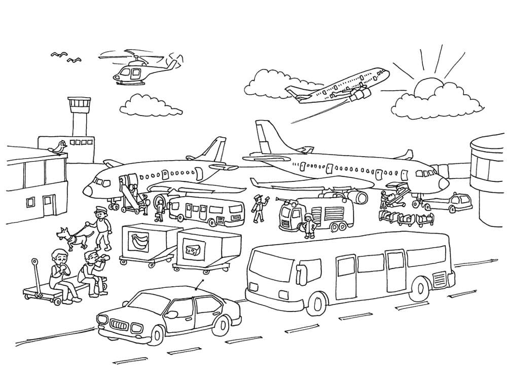 Free Airport Coloring Page