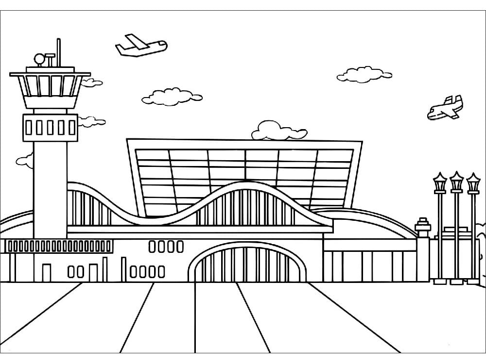Free Airport to Color Coloring Page