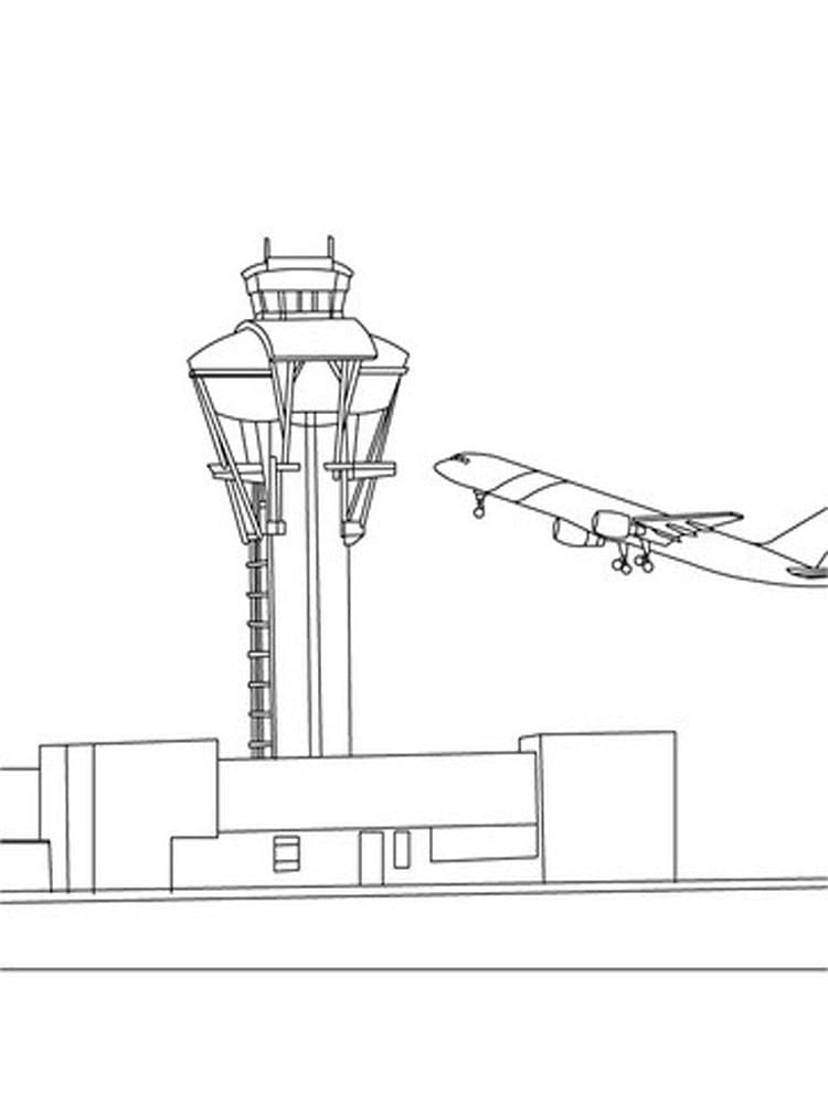 Free Airport to Print Coloring Page