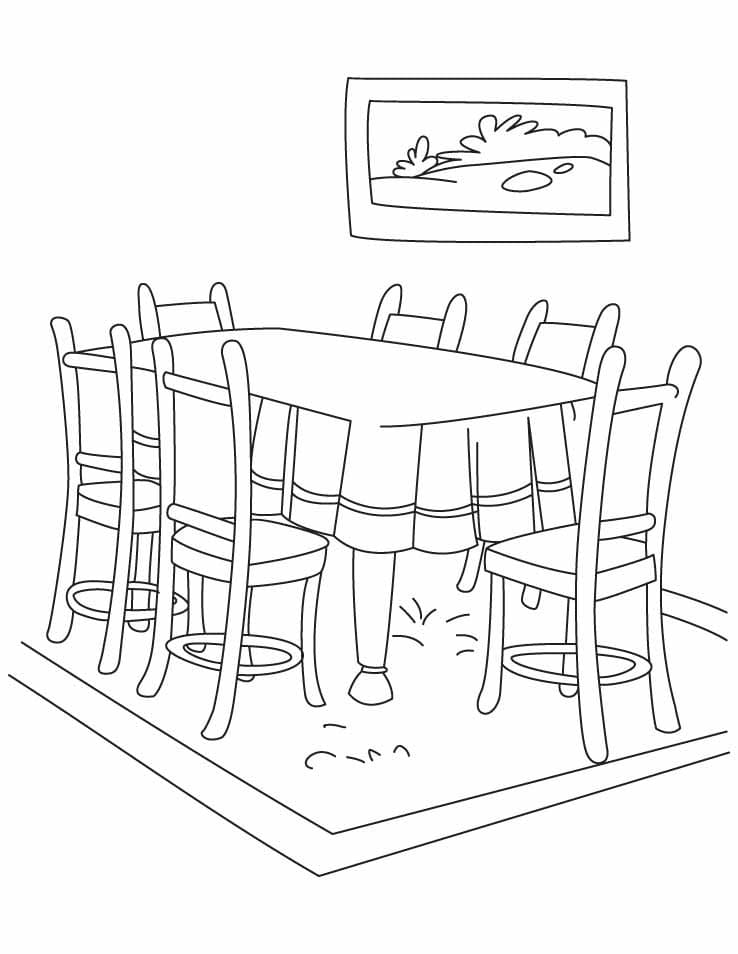 Free Dining Table Coloring Page