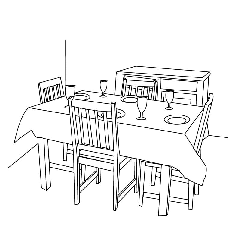 Free Kitchen Table Coloring Page