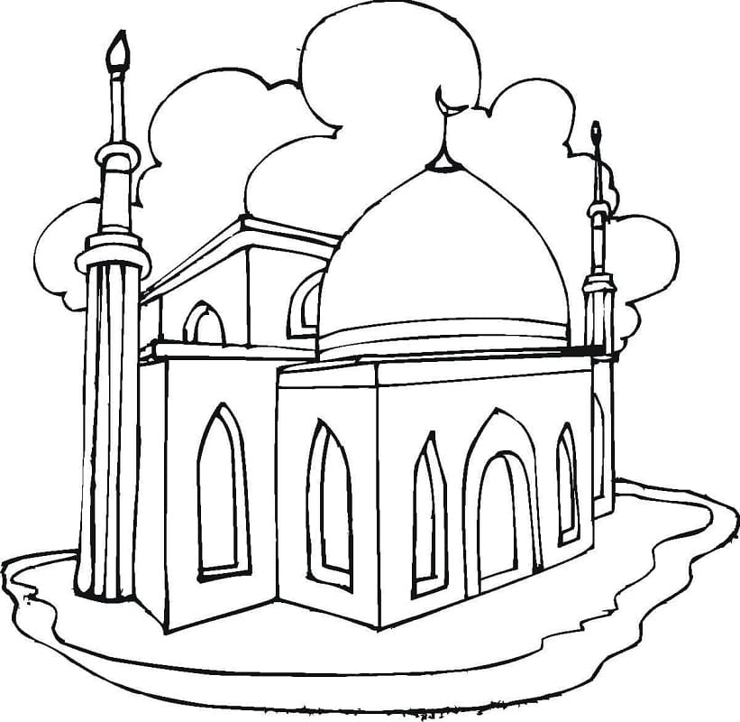 Free Mosque Coloring Page