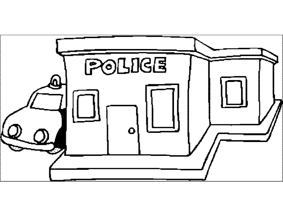 Free Printable Police Station Coloring Page