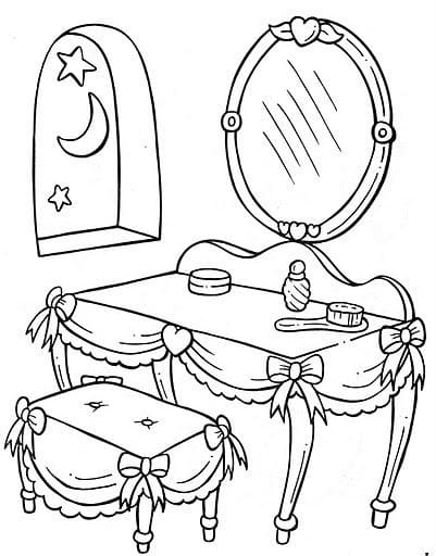 Girls Table Coloring Page