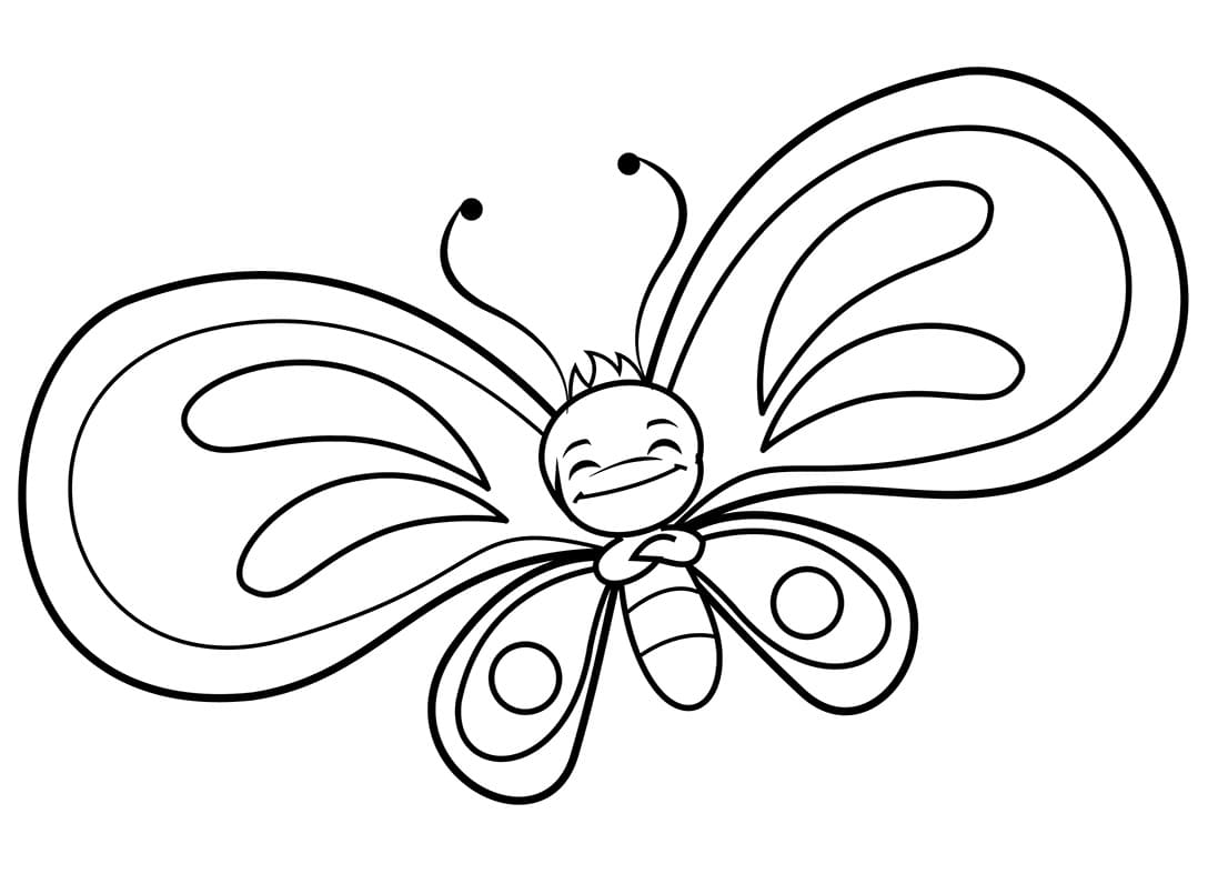 Happy Butterfly Coloring Page