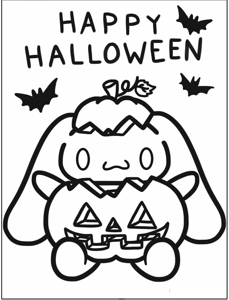 Happy Halloween Cinnamoroll Coloring Page