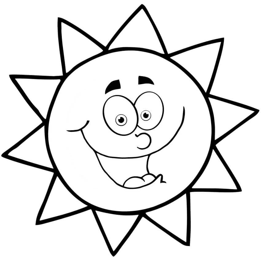 Happy Sun Smiling Coloring Page