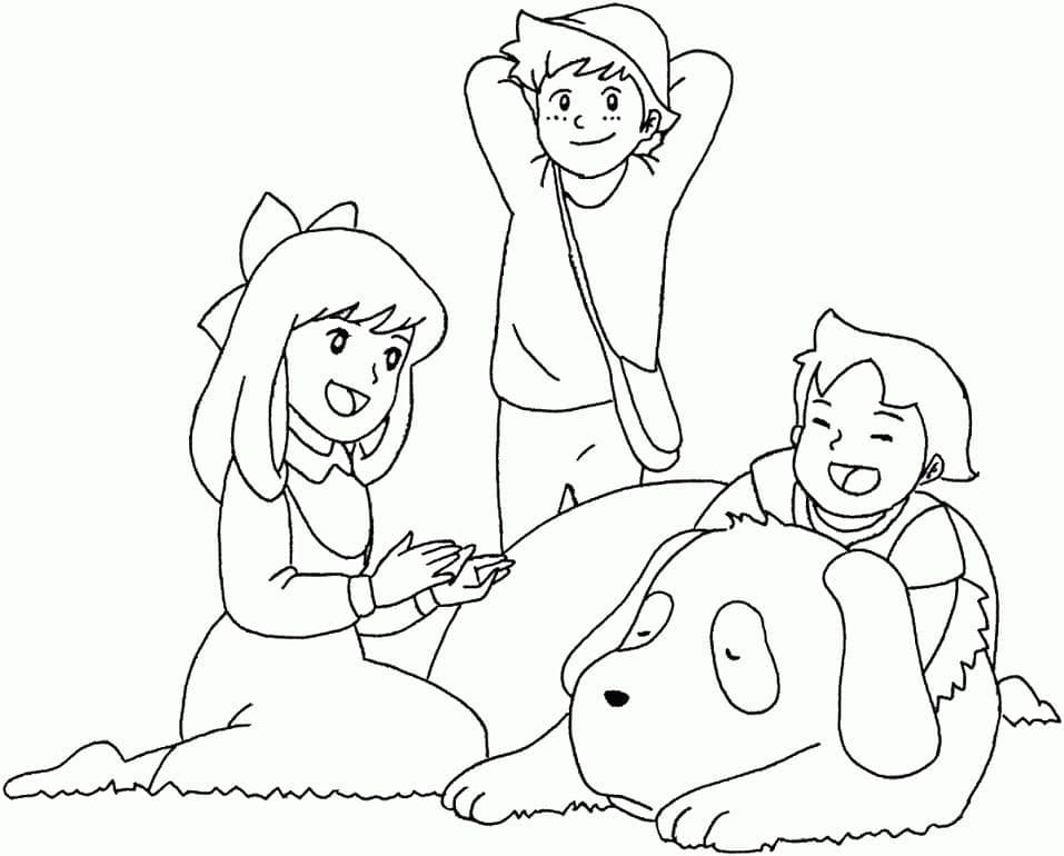 Heidi and Friends Coloring Page