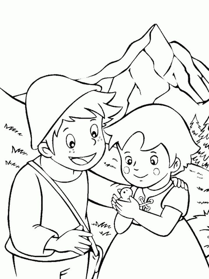 Heidi and Peter Coloring Page