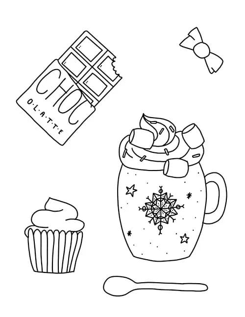 Hot Chocolate and Cupcake