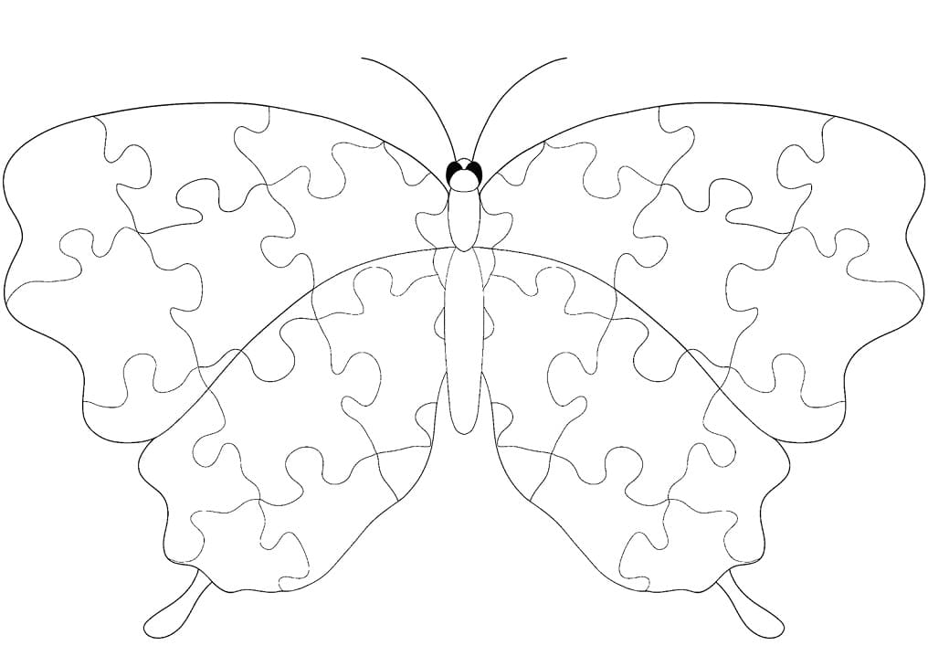 Jigsaw Puzzle Butterfly Coloring Page