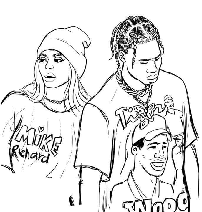Kylie Jenner and Travis Scott Coloring Page
