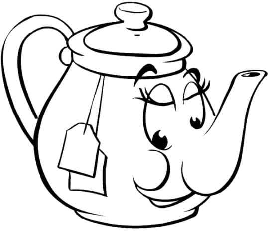 Lady Teapot Coloring Page