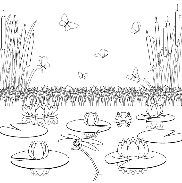 Lake to Color Coloring Page