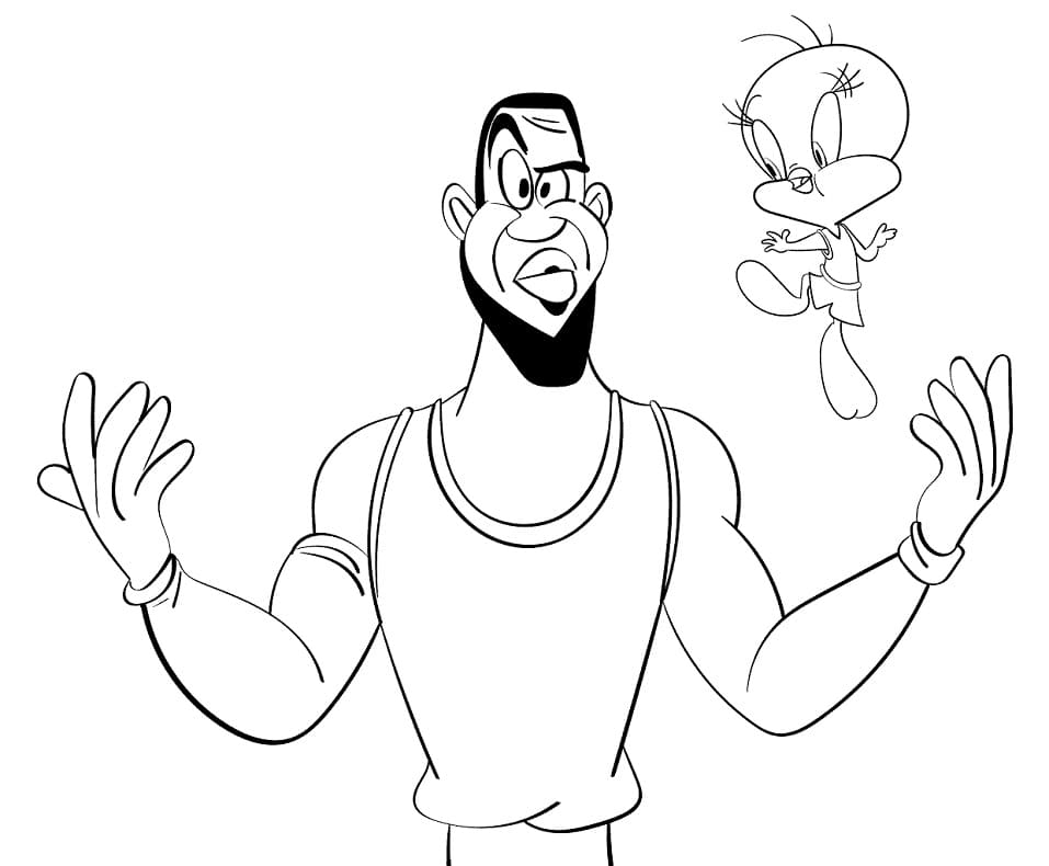 LeBron James and Tweety Bird Coloring Page
