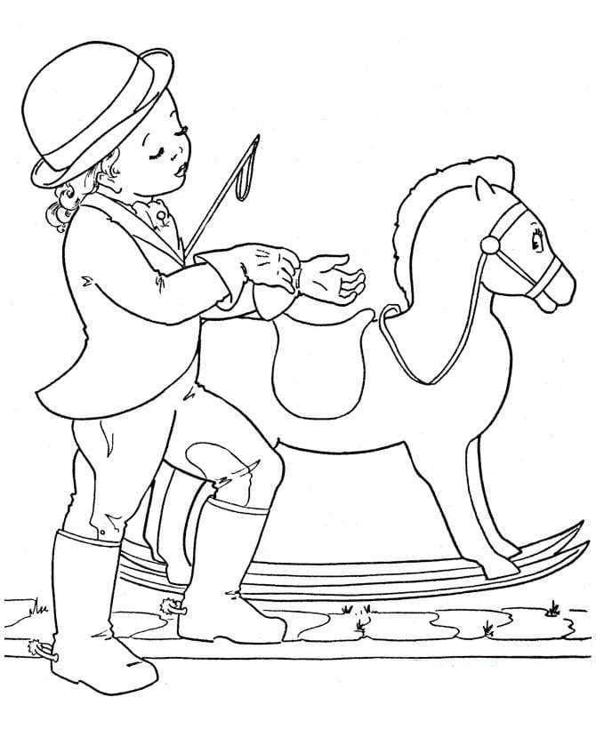 Little Girl and Rocking Horse