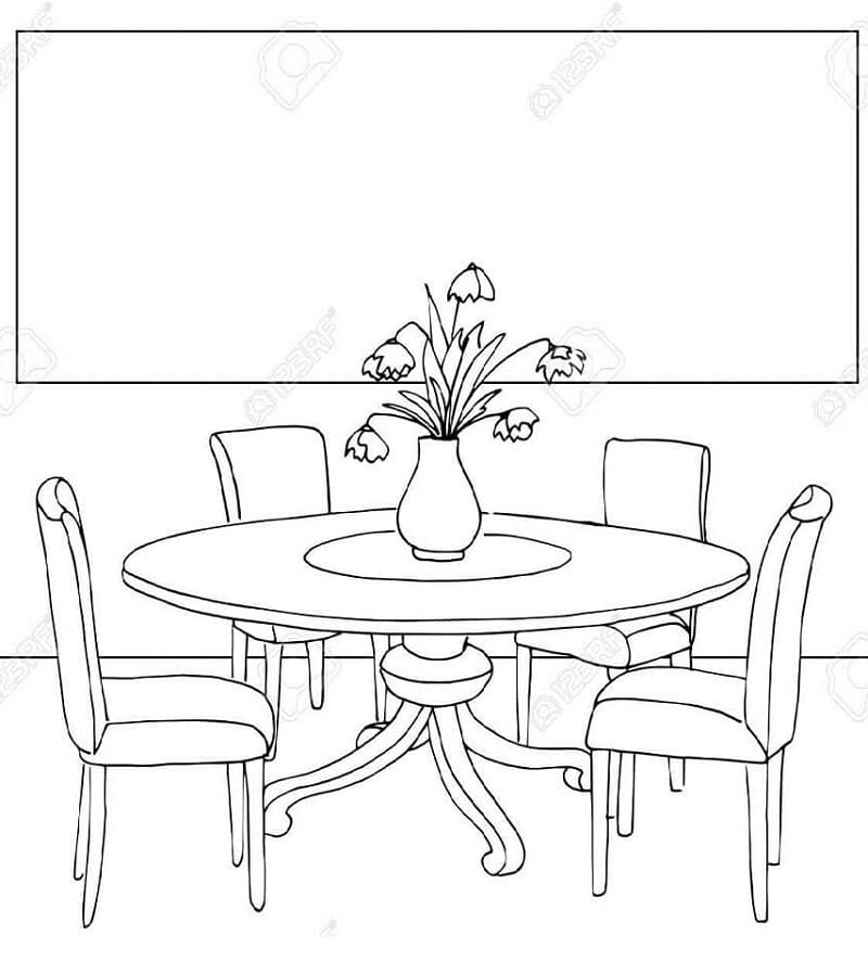 Living Room Table Coloring Page