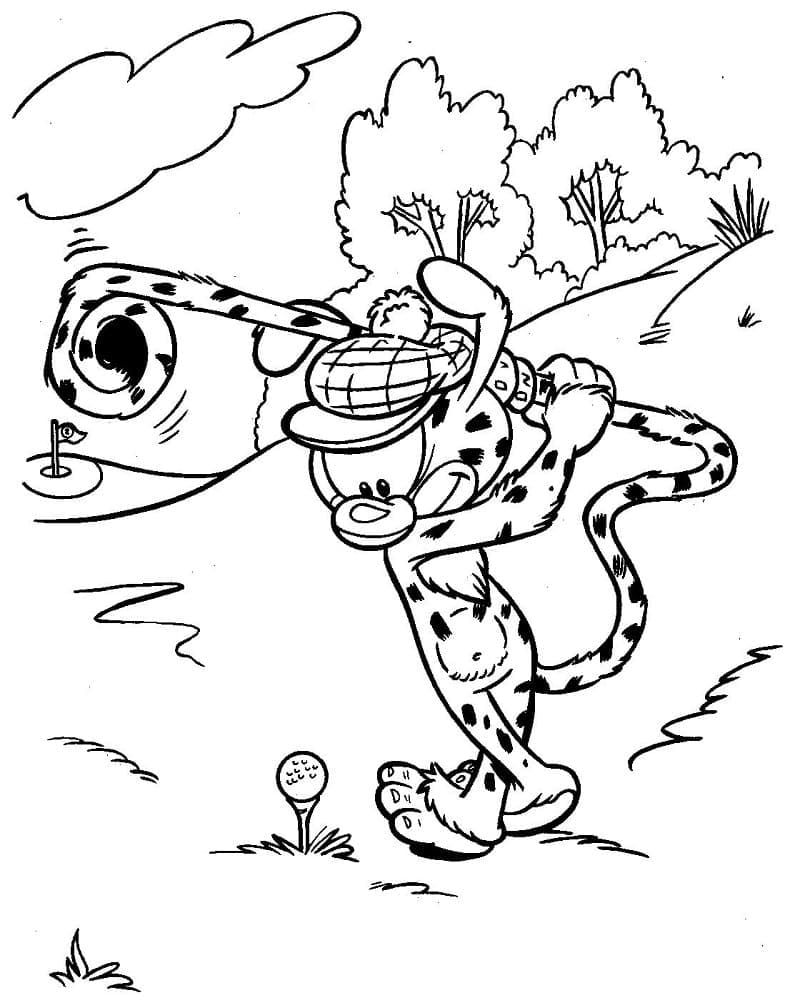 Marsupilami Playing Golf Coloring Page