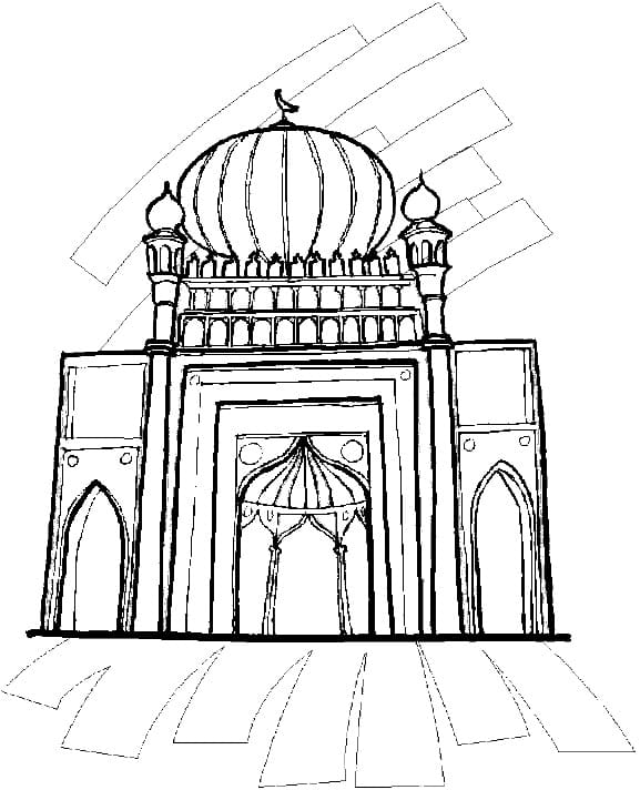 Mosque 2 Coloring Page