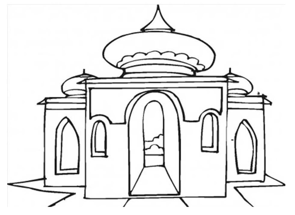 Mosque Printable Coloring Page