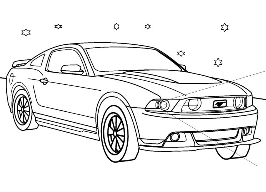 Mustang in Night Coloring Page