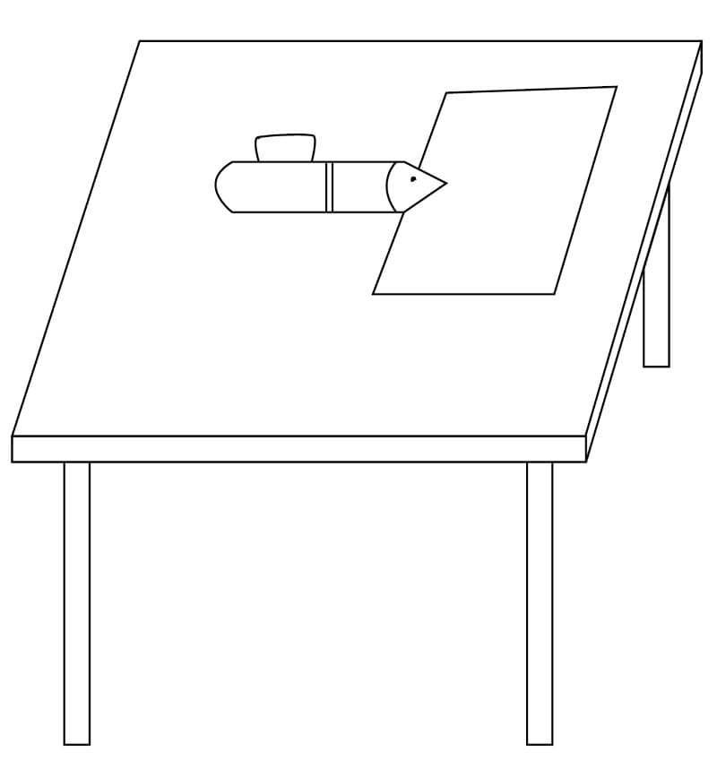 Pen on Table Coloring Page