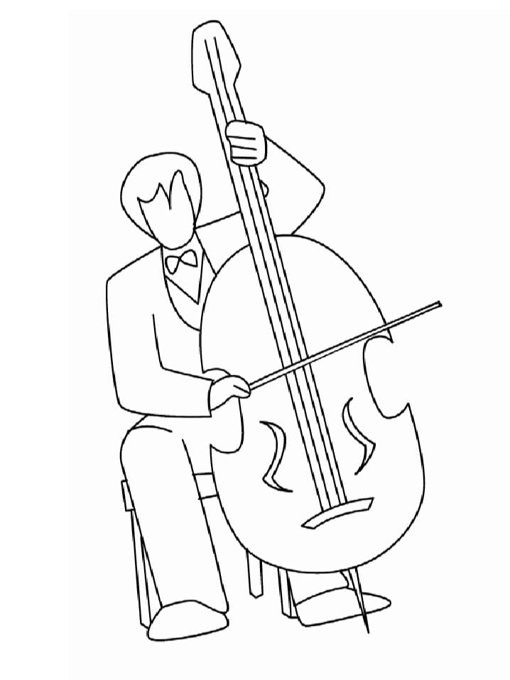 Playing Cello Coloring Page