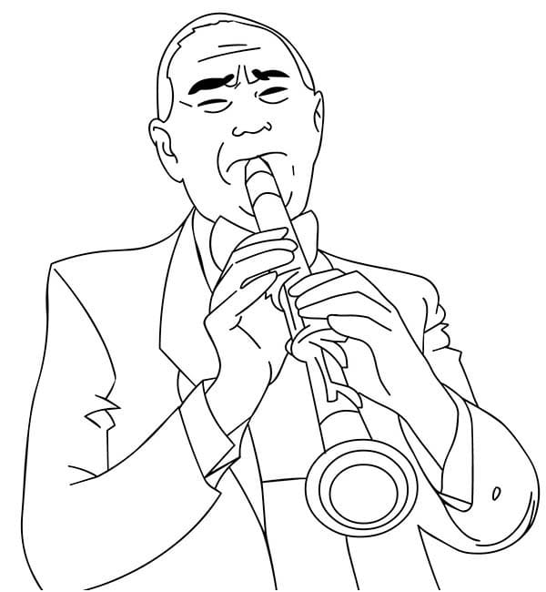 Playing Clarinet Coloring Page