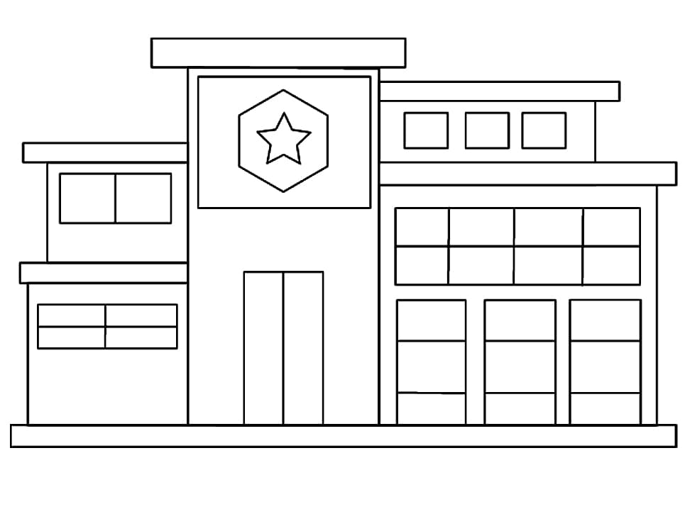 Police Station Building Coloring Page