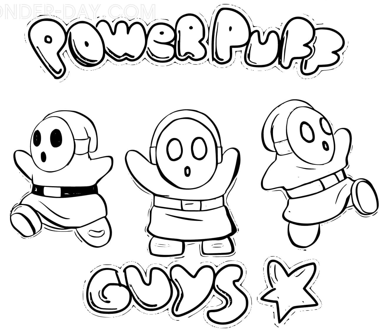 PowerPuff Shy Guy Mario Coloring Page