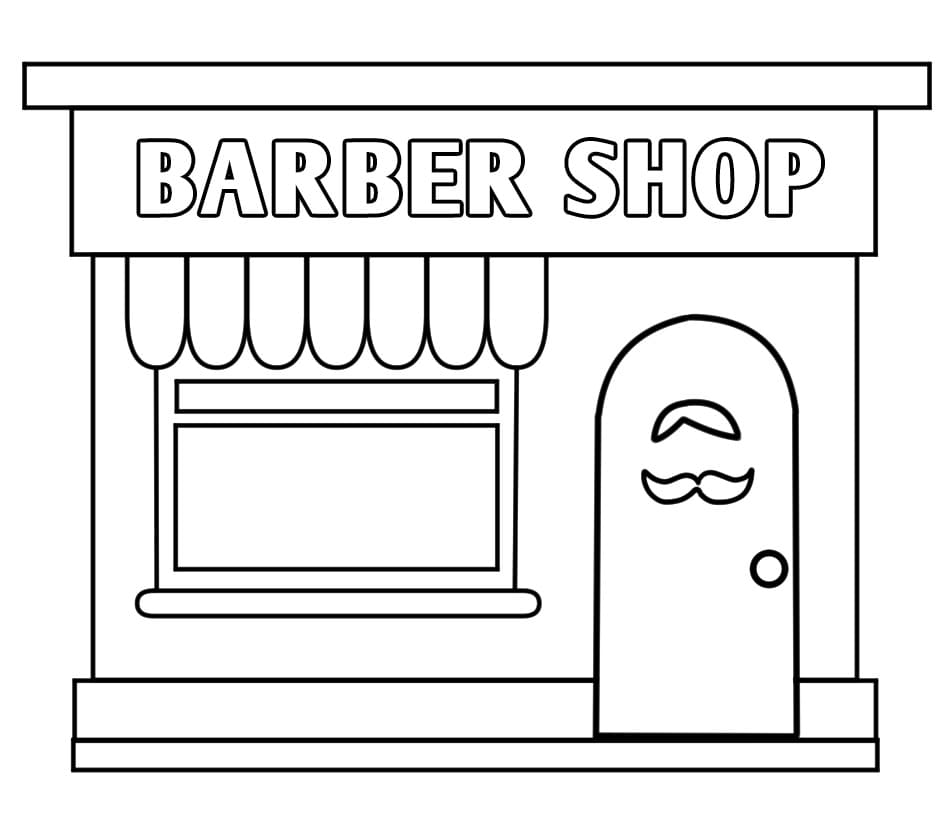 Printable Barber Shop Coloring Page