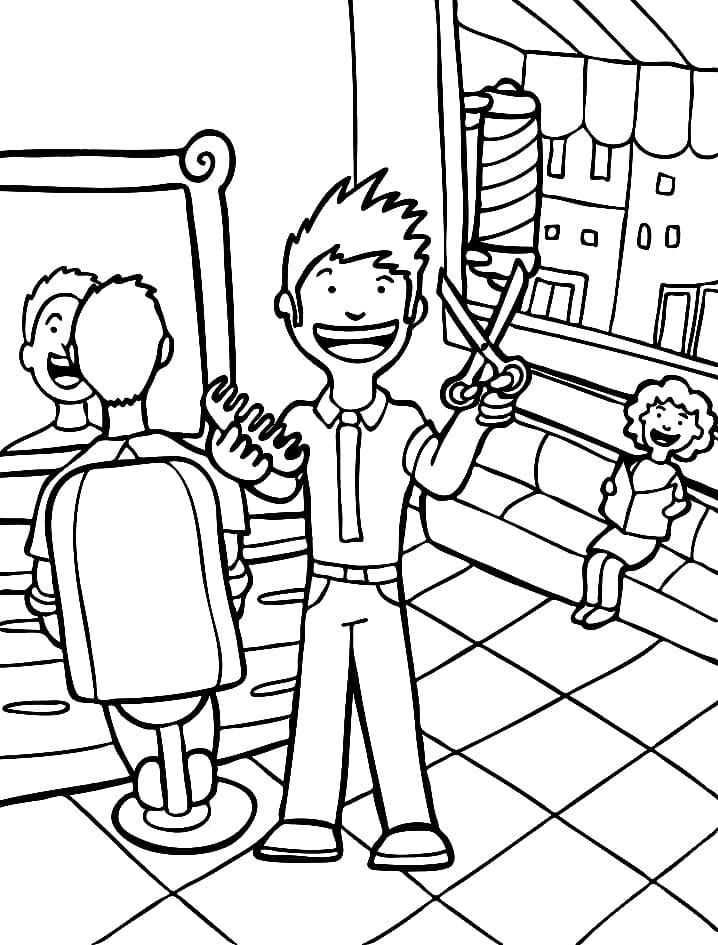 Printable Barber Coloring Page