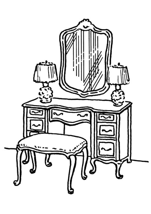 Printable Dressing Table Coloring Page