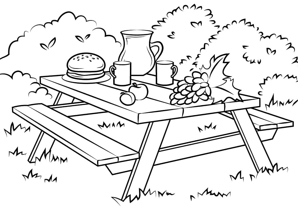 Printable Picnic Table Coloring Page