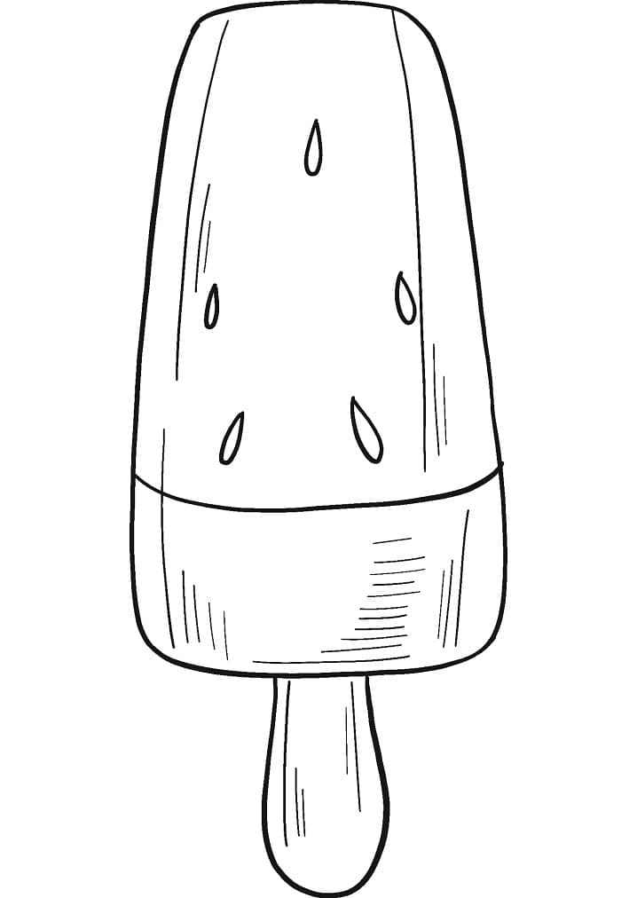 Printable Watermelon Popsicle Coloring Page