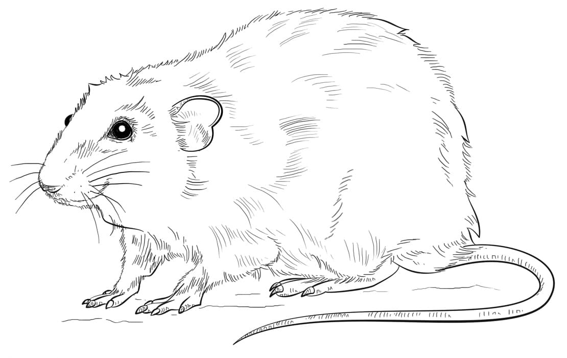 Realistic Rat Coloring Page