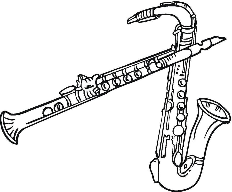 Saxophone and Clarinet Coloring Page