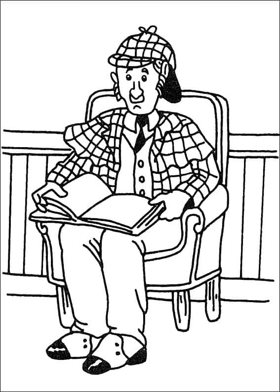 Sherlock Holmes Reading Book Coloring Page