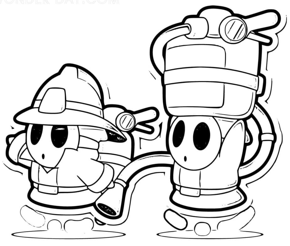 Shy Guy Fireman Coloring Page