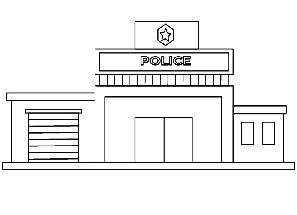 Simple Police Station Coloring Page