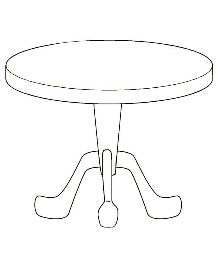Simple Round Table Coloring Page