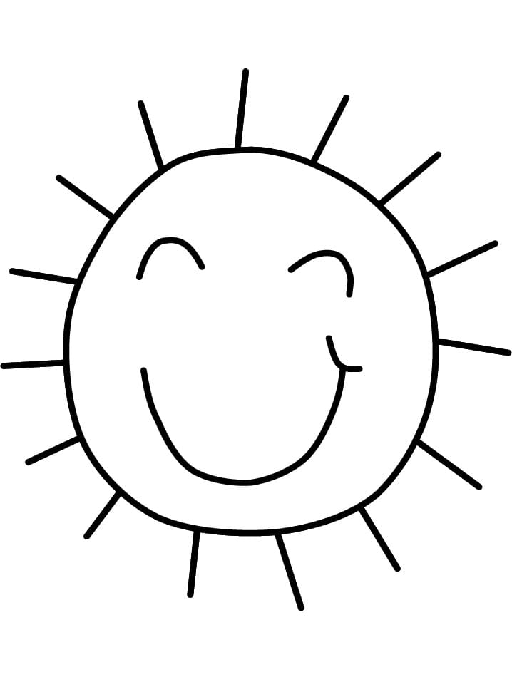 Simple Sun Smiling Coloring Page