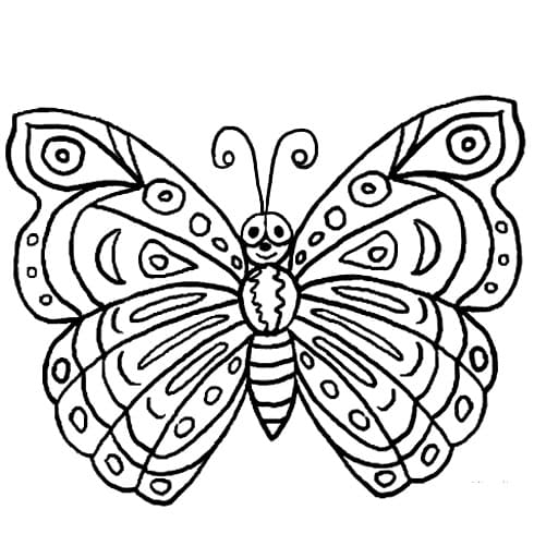 Smiling Butterfly Coloring Page