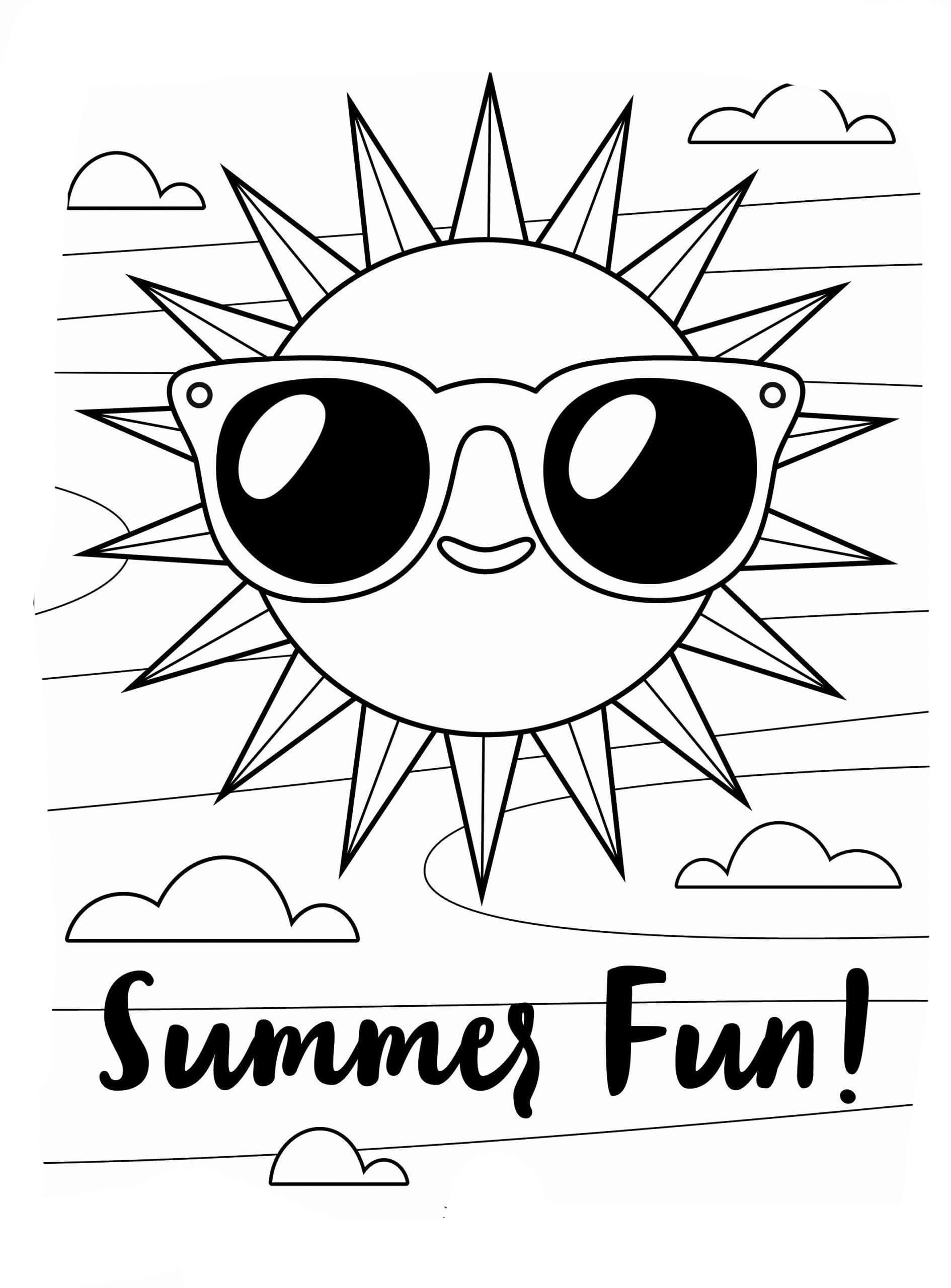 Sun and Summer Coloring Page