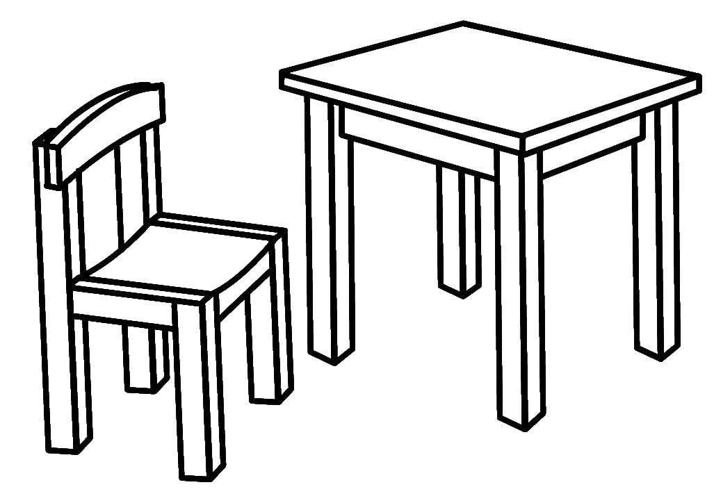 Table and Chair Coloring Page
