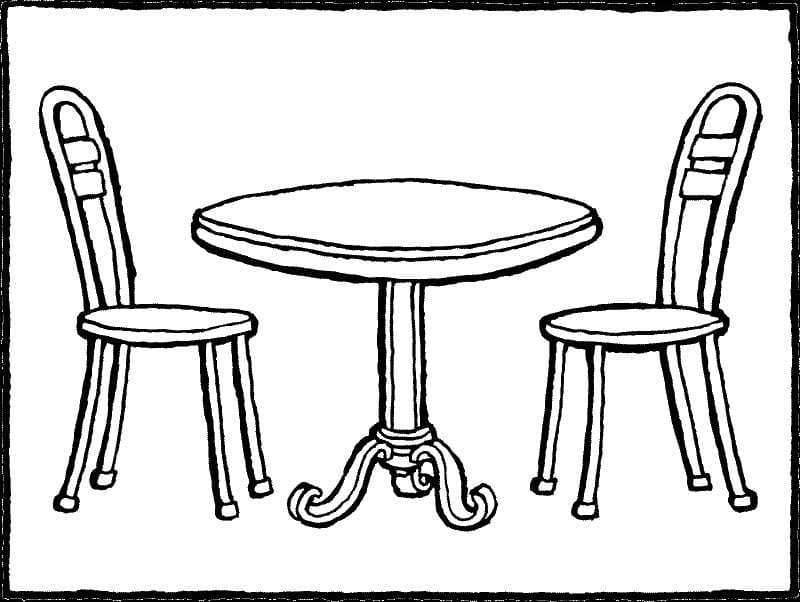 Table and Chairs Coloring Page