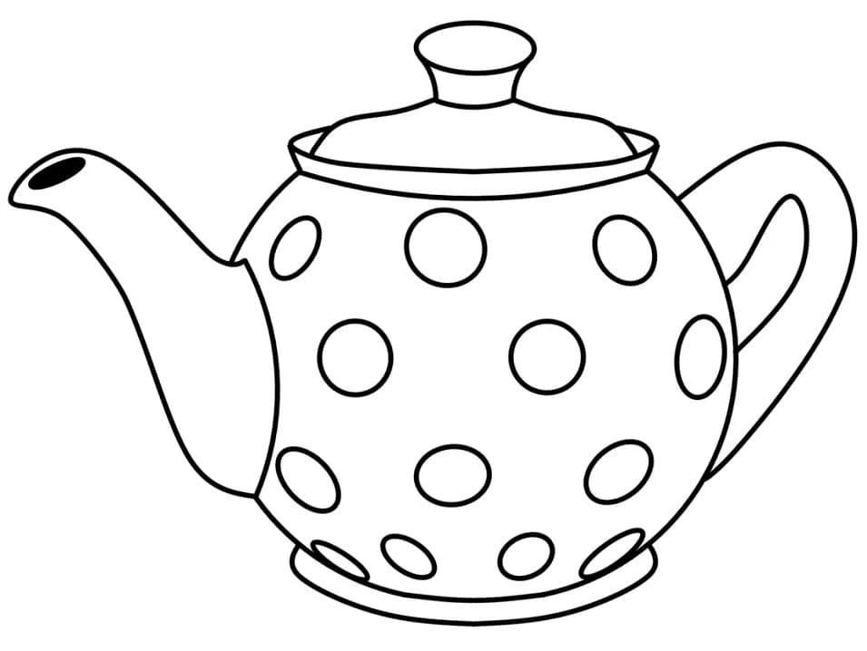 Teapot Polka Dot Coloring Page